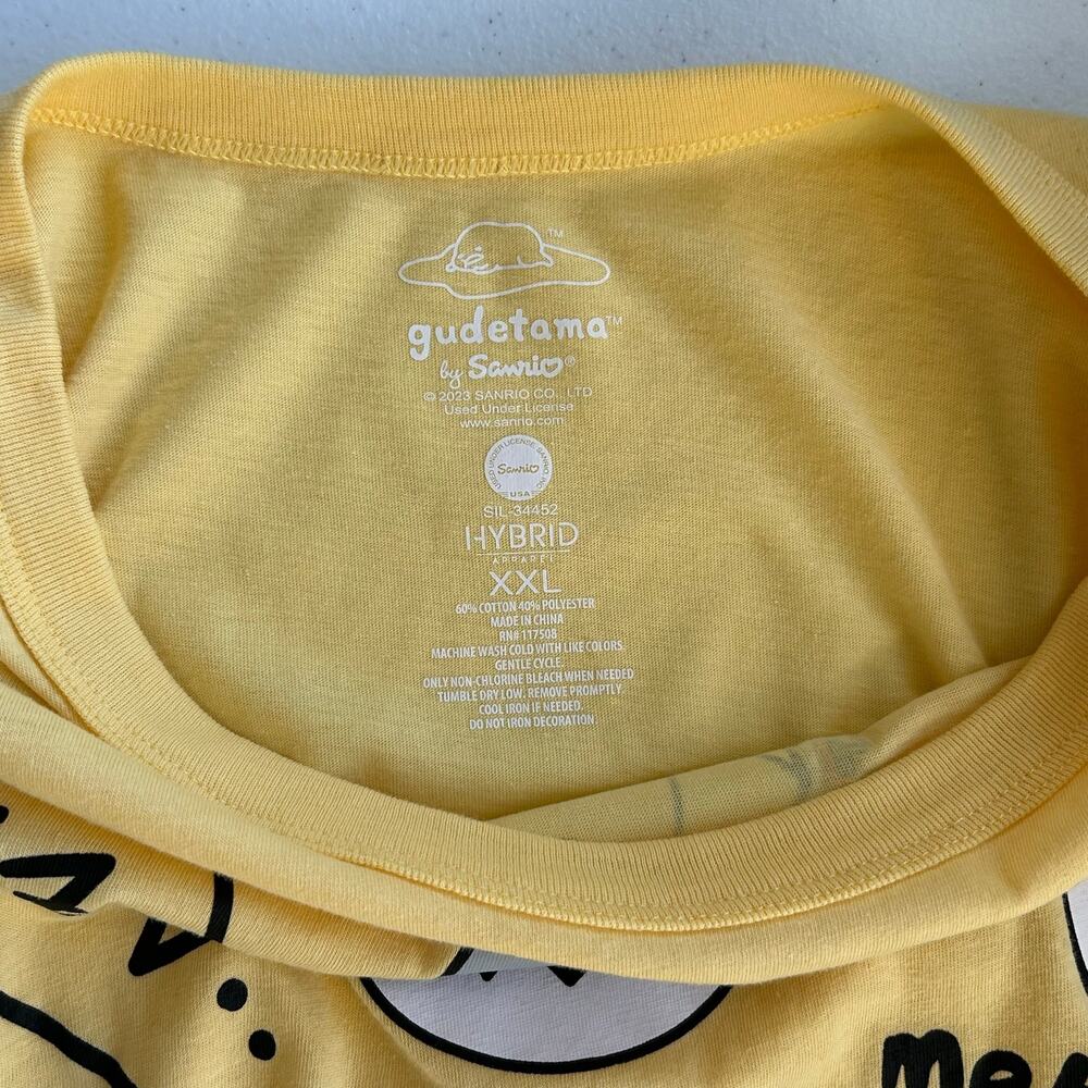 Gudetama by Sanrio The Lazy Egg Yellow Graphic T-shirt Women Sz XXL - Picture 4 of 8
